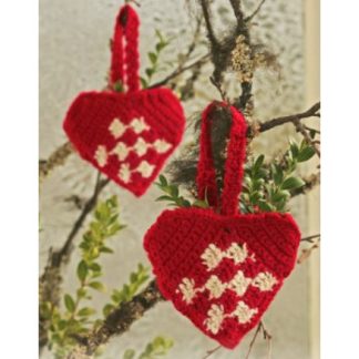 Heart Basket by DROPS Design - Julekurv Hækleopskrift 10 cm - 2 stk - 2 stk