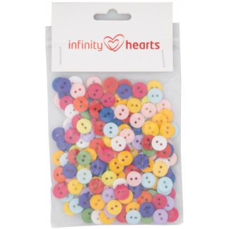 Infinity Hearts Knapper 2-Huls Runde Plastik Ass. Farver 10mm - 200 st