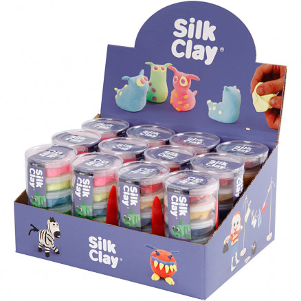 mangfoldighed Fortløbende Udpakning Silk ClayÂ®, neonfarver, standardfarver, 12 sæt/ 1 pk.