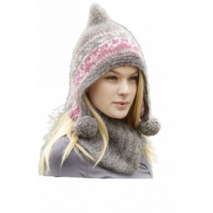 Sweet Winter Hat by DROPS Design - Hue og hals strikkeopskrift str. S/ - Large/X-Large