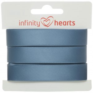 Infinity Hearts Satinbånd Dobbeltsidet 15mm 338 Blå - 5m