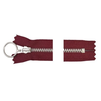 YKK Lynlås Aluminium Fast m/Ring 20cm 4mm Bordeaux