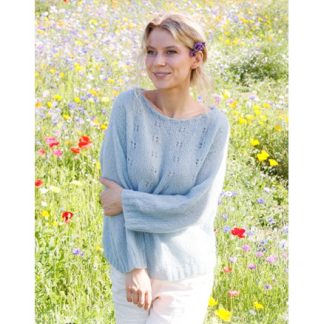 Blue Butterfly by DROPS Design - Bluse Strikkeopskrift str. S - XXXL - XXX-Large