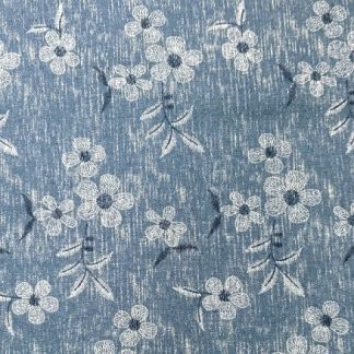 Denim Stof 145cm 60 Blomster - 50cm