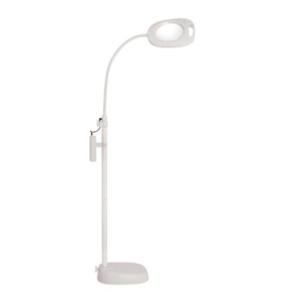 Gulvlampe LED m/ lup - 3 i 1 hvid