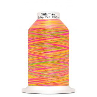 Gütermann Bulky-Lock 80 Multi Orange/Pink/Grøn Sytråd Polyester 9878 -