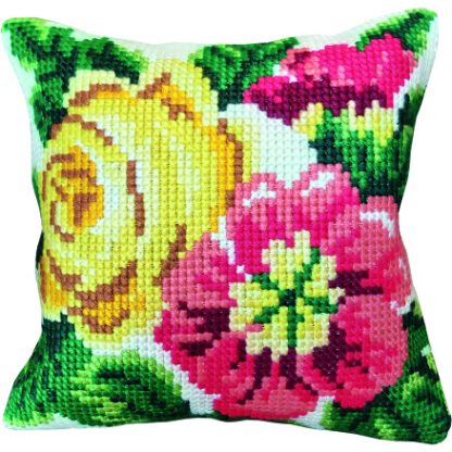 Permin Broderikit Blomster stramaj m/garn 35x35cm