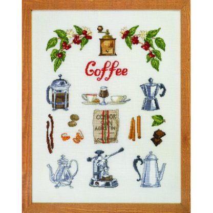 Permin Broderikit Coffee time 40x52cm