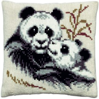 Permin Broderikit Stramaj m/ garn pandaer 40x40cm