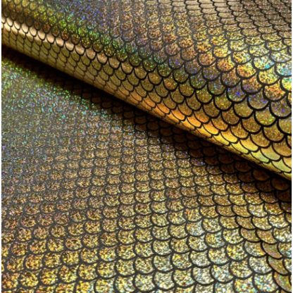 Polyester Jersey m/Folieprint Stof 150cm 80 Guld - 50cm