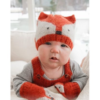 Baby Fox by DROPS Design - Baby Hue og Vanter Strikkeopskrift Str. præ - 3/4 år