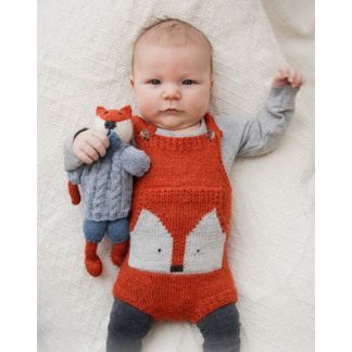 Baby Fox Onesie by DROPS Design - Baby Bodystock Strikkeopskrift Str.  - 3/4 år