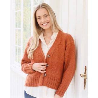 Glazed Orange by DROPS Design - Cardigan Strikkeopskrift str. XS - XXL - XX-Large