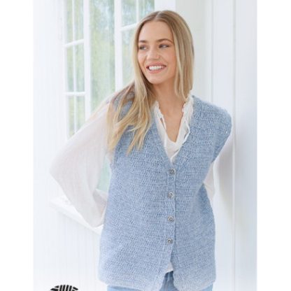 Hazy Dew Vest by DROPS Design - Vest Hækleopskrift str. S - XXXL - XXX-Large