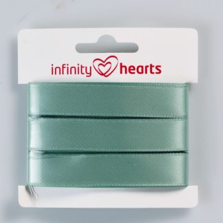 Infinity Hearts Satinbånd Dobbeltsidet 15mm 577 Støvet Grøn - 5m