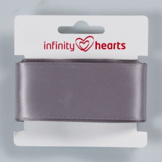 Infinity Hearts Satinbånd Dobbeltsidet 38mm 12 Sølv - 5m