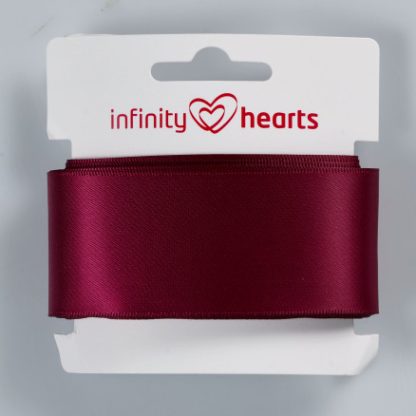 Infinity Hearts Satinbånd Dobbeltsidet 38mm 275 Vinrød - 5m