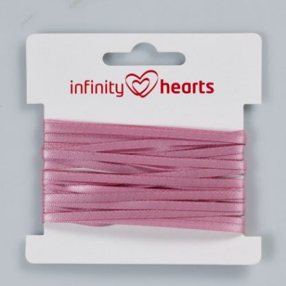 Infinity Hearts Satinbånd Dobbeltsidet 3mm 158 Gammelrosa - 5m