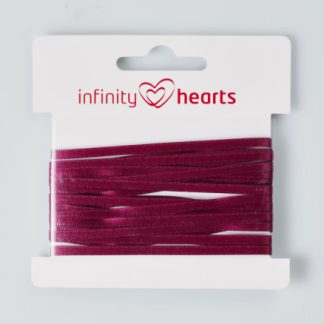 Infinity Hearts Satinbånd Dobbeltsidet 3mm 275 Vinrød - 5m