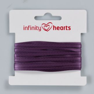 Infinity Hearts Satinbånd Dobbeltsidet 3mm 473 Mørk Lilla - 5m