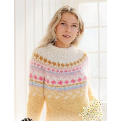 Lemon Meringue Sweater by DROPS Design - Bluse Strikkeopskrift str. S  - XXX-Large