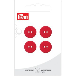 Prym Flad Plastikknap Rød 15mm - 4 stk