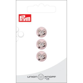 Prym Plastikknap Lyserød Mus 12mm - 3 stk