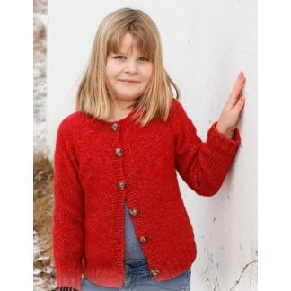 Red Hibiscus Jacket by DROPS Design - Cardigan Strikkeopskrift str. 3- - 13/14 år