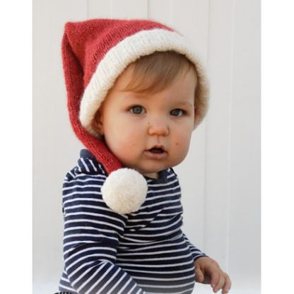 Sleepy Santa Hat by DROPS Design - Baby Nissehue Strikkeopskrift str.  - 2 år