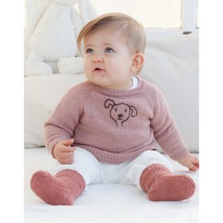 Woof Woof Sweater by DROPS Design - Baby Bluse Strikkeopskrift str. 0/ - 3/4 år